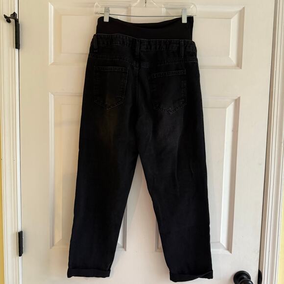 SHEIN Maternity Straight Leg Black Jeans Distressed Ankle Over Belly Size Small - Picture 4 of 6